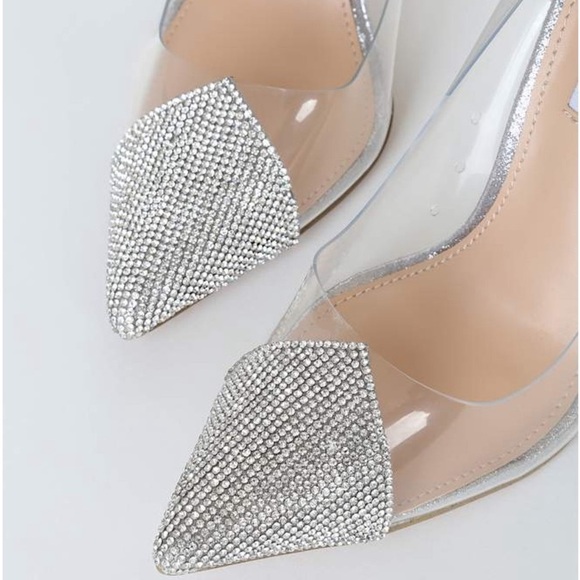 Steve Madden Malibu-R Rhinestone Vinyl Pointed-Toe Pumps Size 7.5 - Picture 6 of 14
